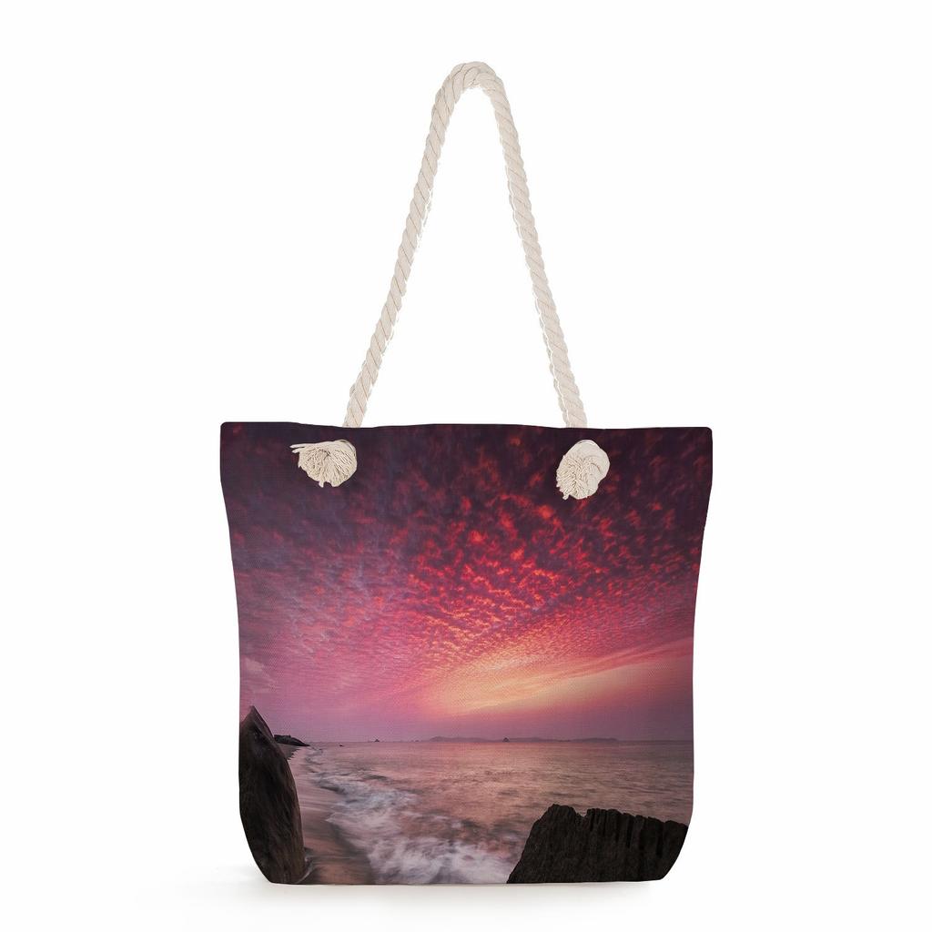 Starry Sky Print Thick Rope Single-shoulder Beach Bag 7229 CLE