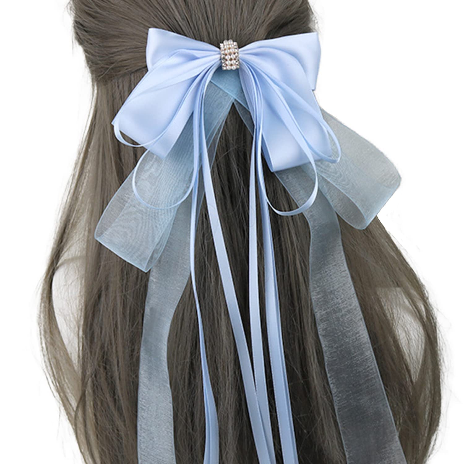

Barrette Ribbon Hair Accessory Lolita Style Ribbon Accessory [PhoenixJ] (Light Blue)