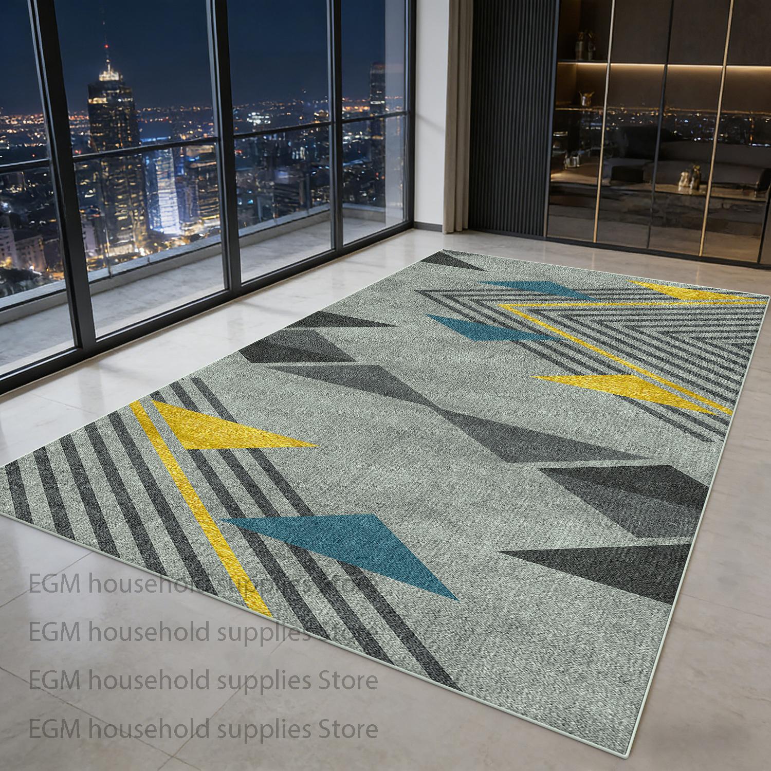 

Light Luxury Carpets Modern Geometric Living Room Decoration Bedroom Rugs Cloakroom Balcony Non-slip Floor Mats Easy Cleaning 60x90cm