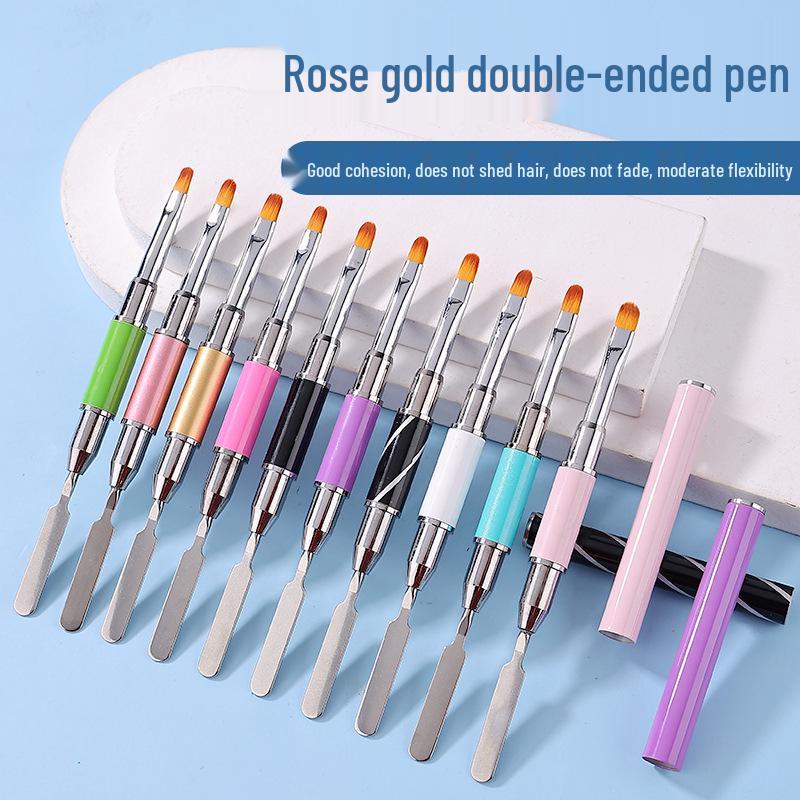 Double-Ended Nail Art Pen Set: Gel Picker, Steel Pusher, Embossing & Color Mixing Stick with Phototherapy, Round Head, Line Drawing & Ombre Tools
