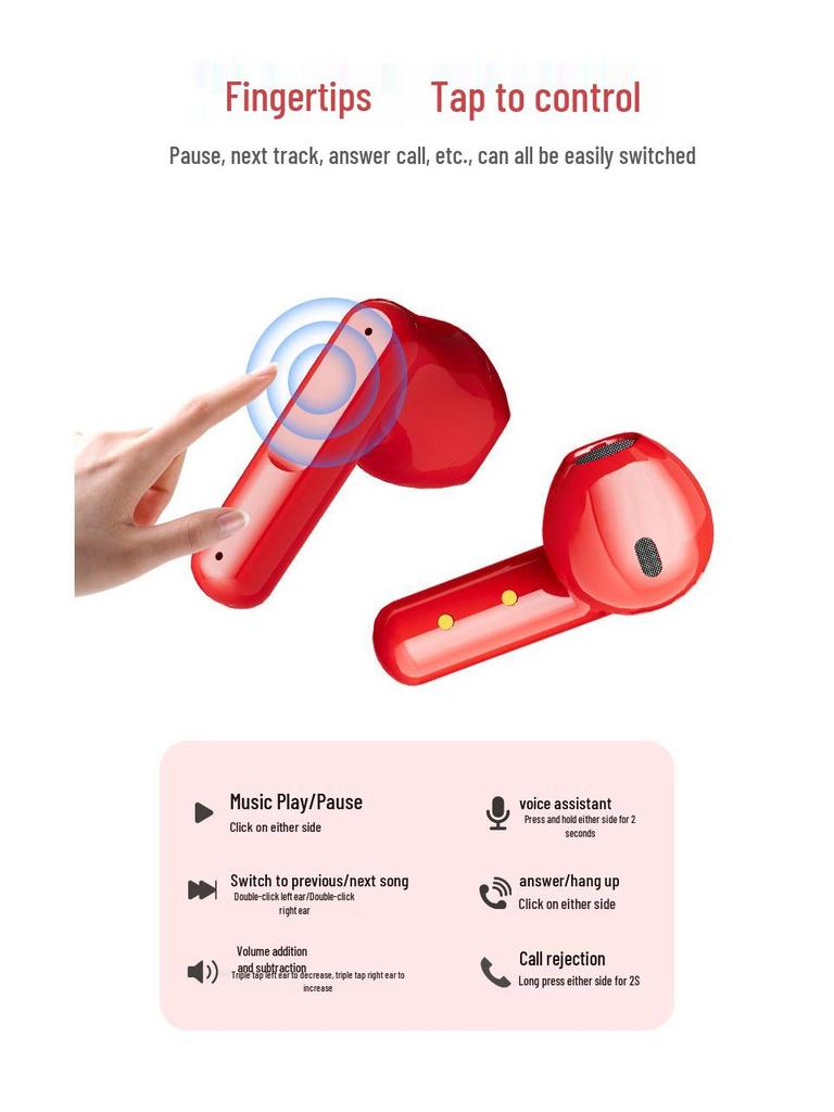 2025 Violent Bear Bluetooth Earphones: Wireless, Mini, High Quality, Long Battery Life, T58 Gift Ornament