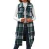 Sleeveless Turn Down Collar Plaid Mid Length Women S Vest