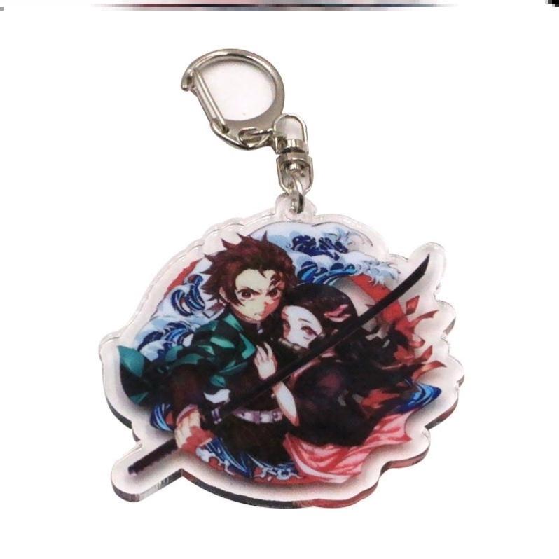 Keychain Pendant Anime Demon Slayer Kimetsu No Yaiba Kamado Tanjirou Double Sided HD Bag Pendant Gift For Fans Cosplay Props Jewelry Gift