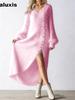Autumn V-Neck Loose Ruffled Maxi Dress for Women