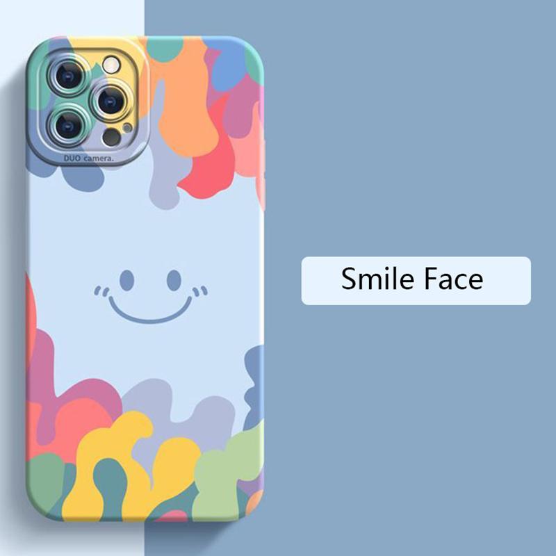 Luxury Ice Cream Smile Face Case For iPhone 17 16 15 14 13 12 11 Pro Max 16 Plus 17 Air 16E Shockproof Candy Soft Silicone Cover