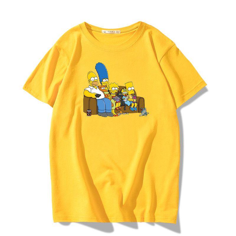 Fashion Disney Cartoon Simpson Oversized Tshirt Summer Blouses Ladies Unisex White Tees Tops Short Sleeve Blouses Women YK Tshirt