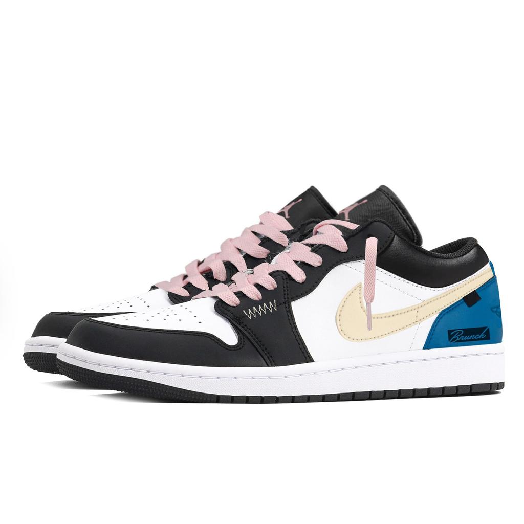 Jordan Air Jordan 1 Low top Vintage Basketball Shoes Men's White Blue Black 553558-040(Team1920-)