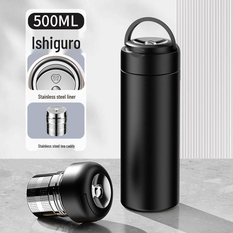 Men's Magnetic Thermos: 316 Stainless Steel, Tea Infuser, Separate Chambers, Magnetic Pop-up Cup, Portable High-End Business Water Cup