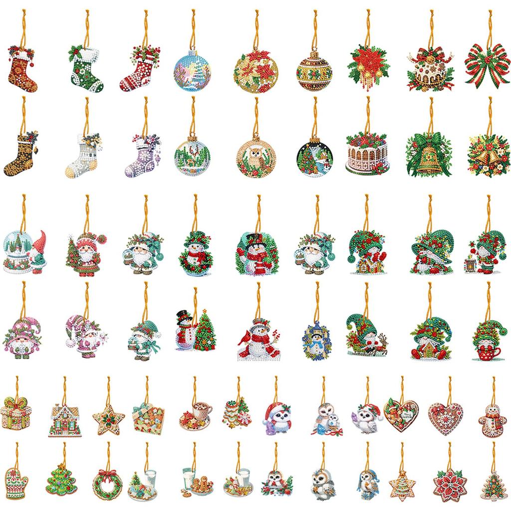 6pcs Xmas 2D Flat DIY Special Shape Rhinestone Diamond Art Window Pendants Diamond Art Pendant Window Hanging Art for Home Decor