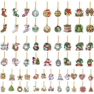 6pcs Xmas 2D Flat DIY Special Shape Rhinestone Diamond Art Window Pendants Diamond Art Pendant Window Hanging Art for Home Decor
