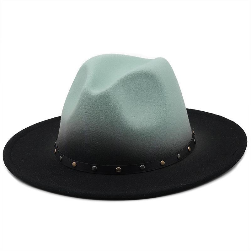 European, American and British style men and women's new spray-painted jazz woolen hat autumn and winter fashion big eaves hat
