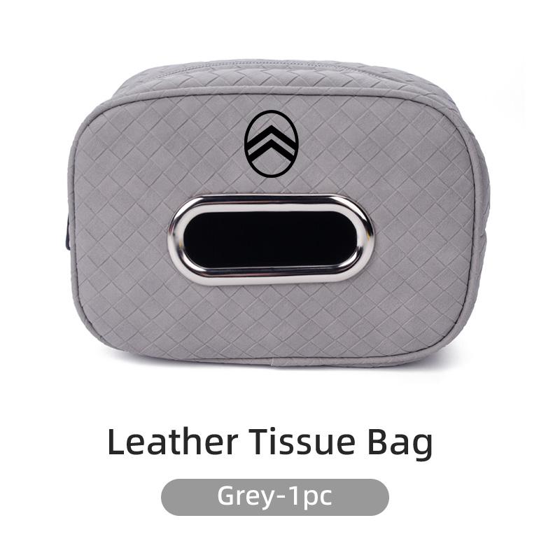 Plaid Pattern Car Tissue Bag PU Leather For Citroen C4 C3 C5 C1 C2 Berlingo Celysee Cactus Picasso Aircross Grand