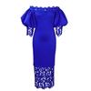 D247 Off-Shoulder Cold-Shoulder Bodycon Dress with Lace Patchwork and Lantern Sleeves