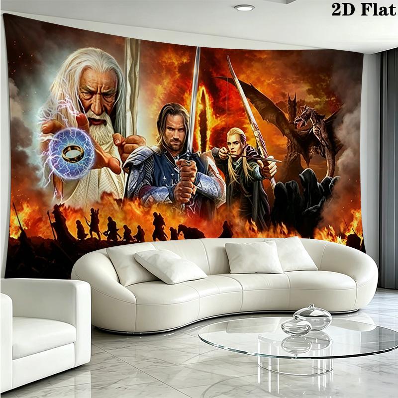 Lord Rings Wall Tapestry Aesthetic Wall Hanging Printed Fabric Blanket Decorative Tapestries for Bedroom Living Room Home Decor