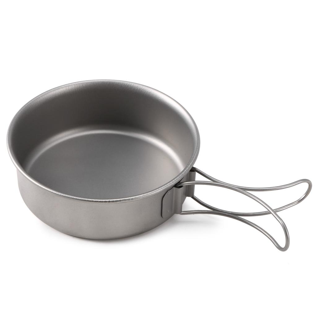 TOMSHOO 3pcs Titanium Bowls Set Ultralight Titanium Dinner Bowl Pan with Foldable Handles for