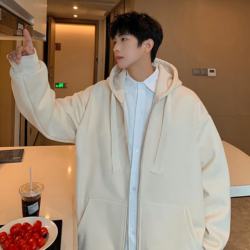 

Осенне-зимний утолщенный флисовый свитер мужской ins трендовый бренд американская высокая улица ретро повседневный кардиган с капюшоном свободное пальто 3XL абрикосовый