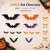 Xiaomi 12PCS Halloween 3D Bat Wall Stickers PVC Bat Decals for Party Home Wall Door Window Decor