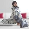 Flannel Wearable Shawl Blanket Winter Thick Plaid Blanket  for Women and Office Use