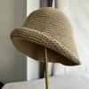 Wool Knitted Rolled-edge Bucket Hat For Women, Winter Warm Fisherman Hat, Large Head Circumference Wool Basin Hat