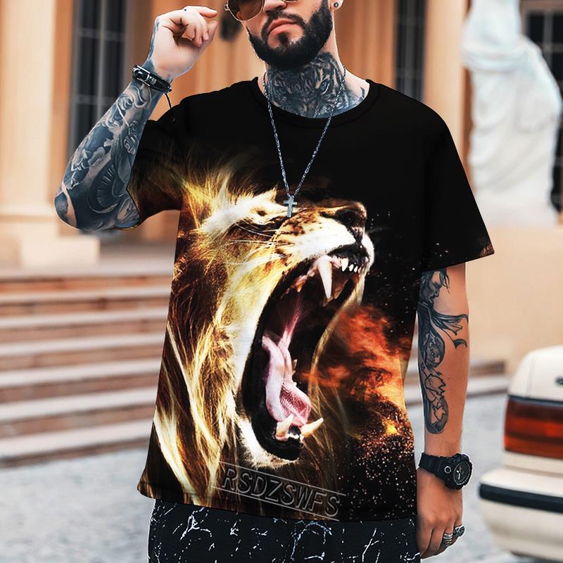 

Летний топ с круглым вырезом и 3D-принтом животных, модные повседневные красочные мужские футболки с коротким рукавом XS
