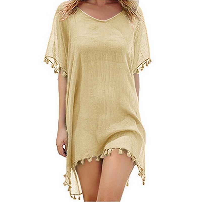 Cover Up Dress Swimsuit Bikini Beach Wear Women's Tassel Bathing Suit Beach Sun Protection Clothing