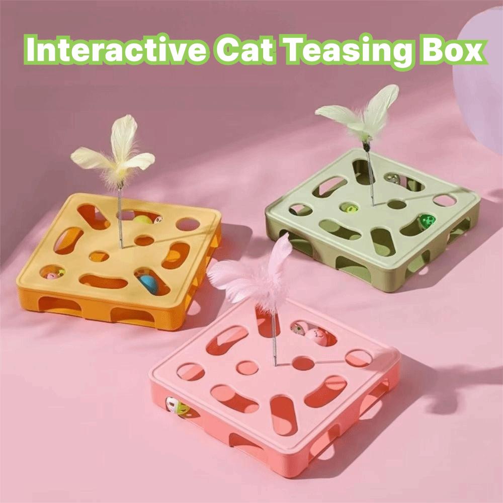 with Ball Cat Teasing Box with Feather Cat Exercise Toy Cat Puzzle Box  Pet Entertainment Supplies