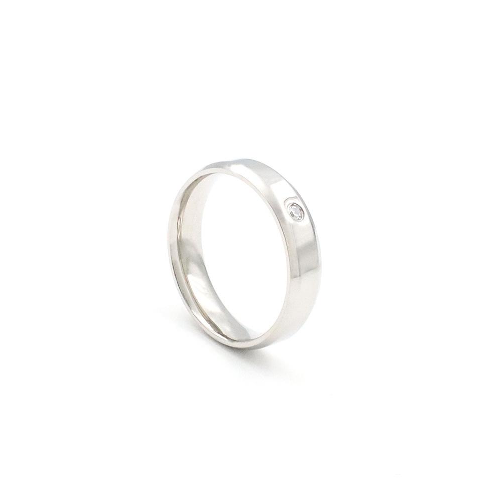 

18K Gold Niche Double Beveled Zircon Ring Wind Simple Personality 3Mm Smooth Titanium Steel Ring Women no.9