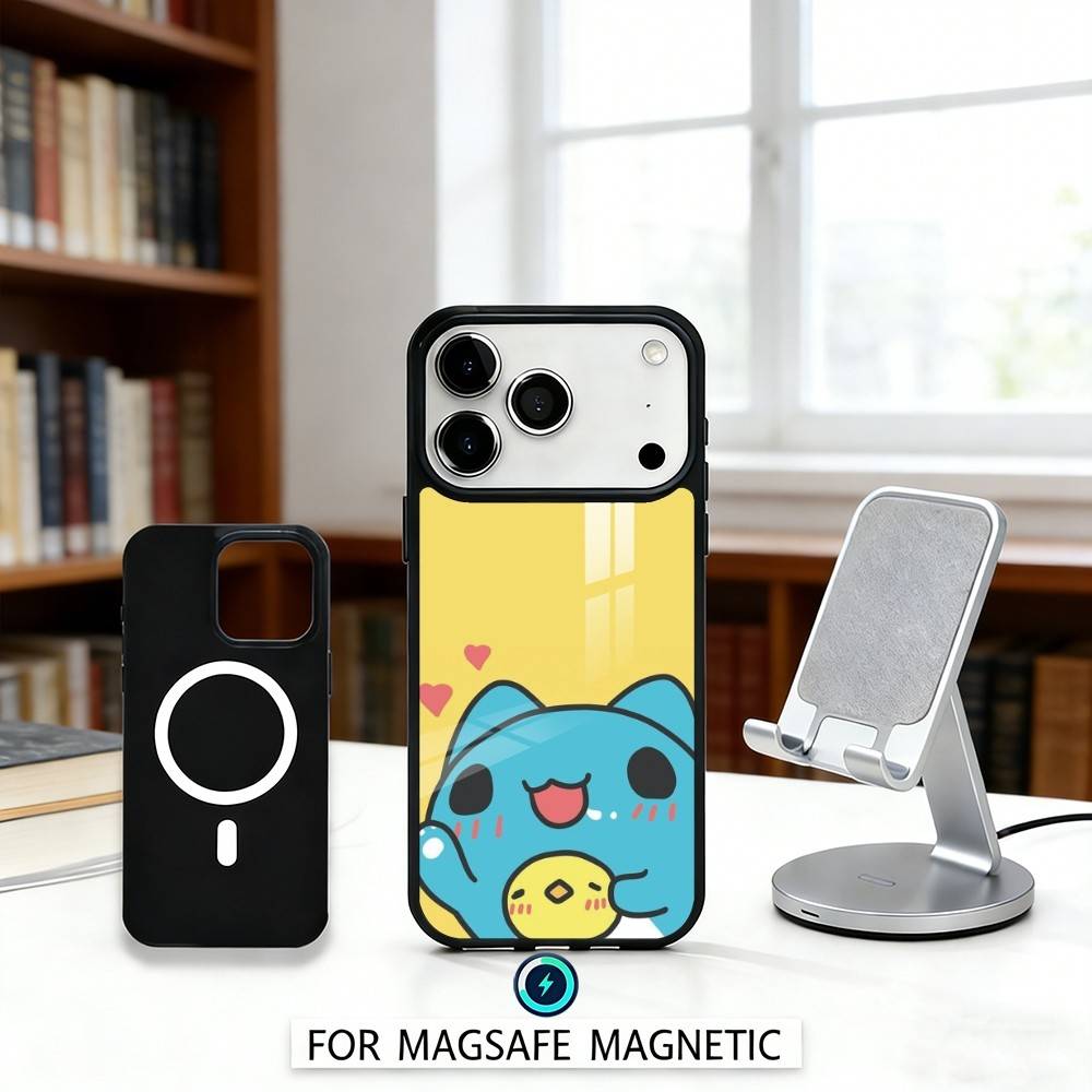 

Fluffy-Cat B-Bugcat C-Capoo Phone Case Magnetic For iPhone17 16 15 14 13 12 Pro Max For Magsafe Wireless Charging Cover iPhone17Pro