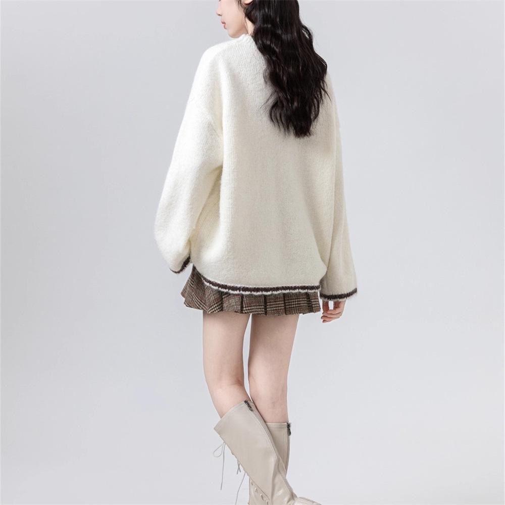 New Plus Size Colorblock Knitted Sweater: Cozy Autumn/Winter Casual Round Neck Pullover for Women
