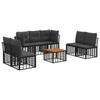 Outdoor Sofa Set 8 Pcs Black and Dark Grey Polyester