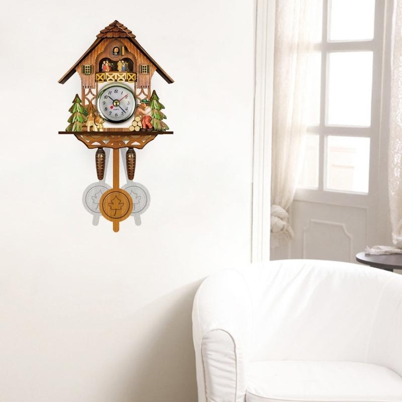 Traditionelle Kuckuckswanduhr aus Holz für Wohnzimmer mit leisem Uhrwerk Dekorative Wanduhr Genaue Uhrwerke