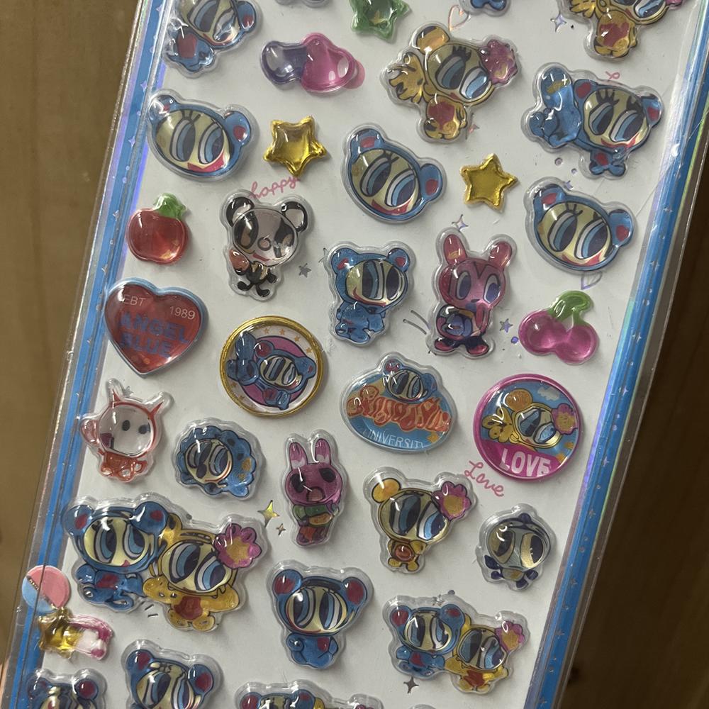 Hot Angel Blue Jelly Stickers Japanese Blue Phone Case Boys And Girls Diy Decorative Stickers Toys 3D Relief Stickers