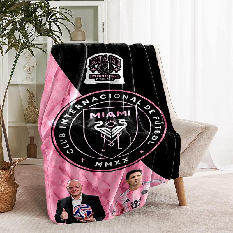 1 Stück Decke - Inter Miami CF Aufdruck, Leichte Decke für Sofa, Bett - Weich & Warm, Geschenk für Alle Jahreszeiten