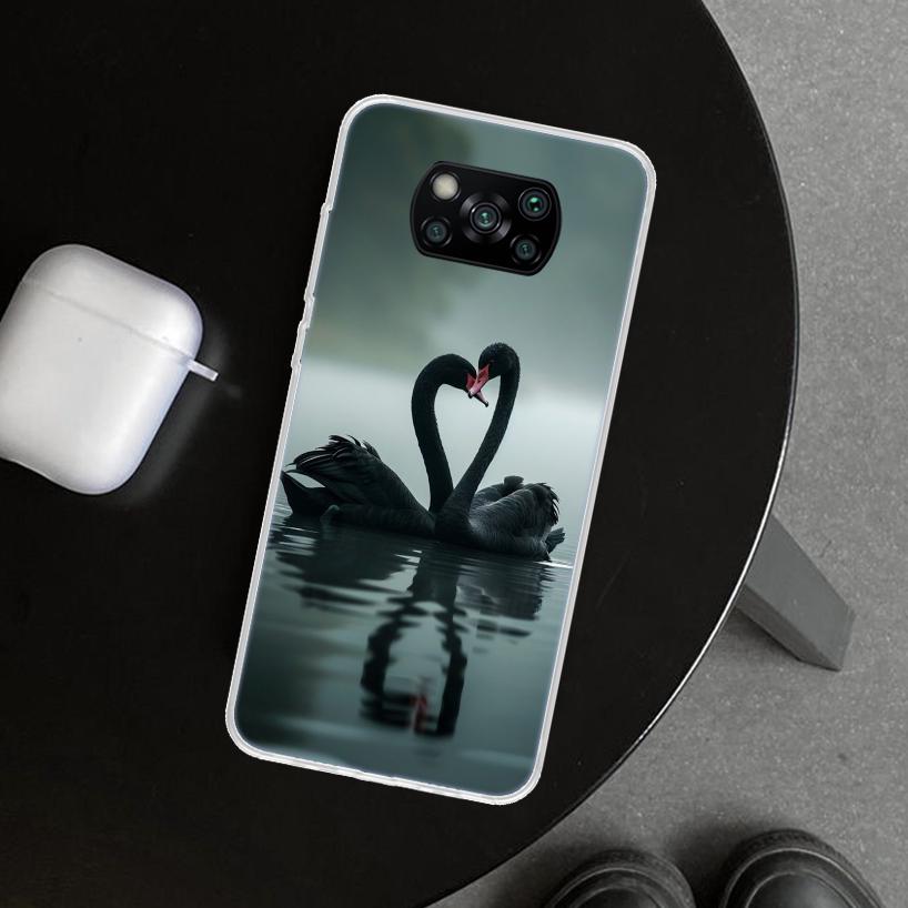 Black Swan Noble Phone Case Cover for Xiaomi Poco X6 X5 X7 Pro F7 Ultra Redmi 15C 15 13C 13 12C 12 10C 10 10A 9C 9A 9T 9 Coque P