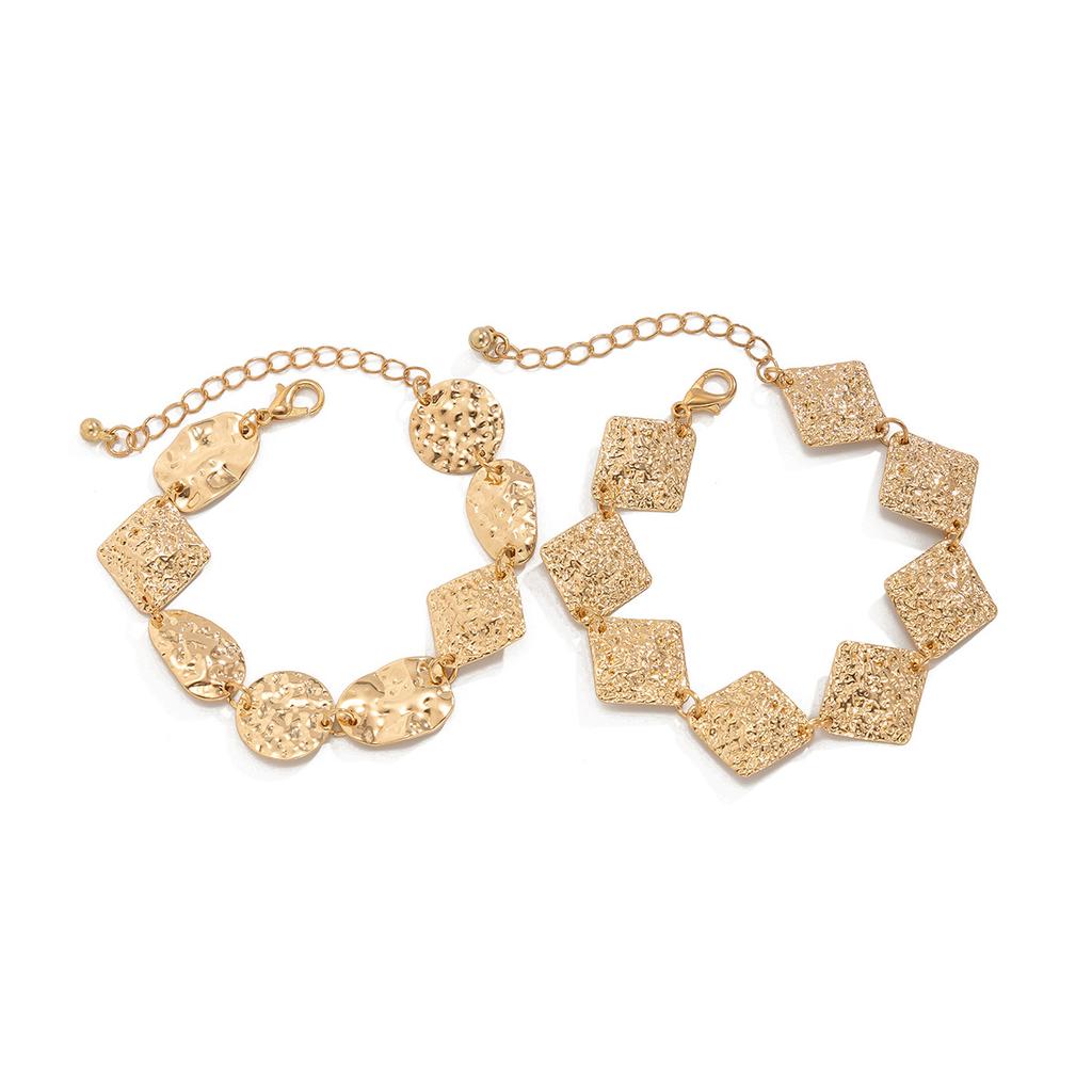 Stylish Geometric Metal Pleated Square Bracelet Bracelet Design Feeling Knock Pattern Disc Jewelry