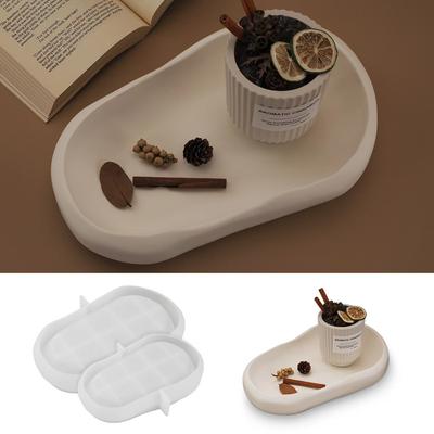 1PC DIY Irregular Oval Tray Plate Silicone Mold Jewelry Storage Stand Fruit Tray Resin Mold Home Decor Flower Pot Base