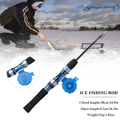 Eisangelset, 67 cm, Eisangelrute mit Eisangelrolle für den Winter, Eisangelwerkzeuge