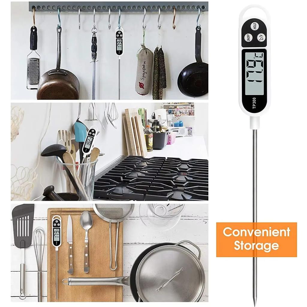 Food Thermometer Digital Real-Time Reading Meat and Beverage Thermometer with LCD Display and Probe Electronic Kitchen Thermomet