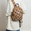 Autumn and Winter Atmosphere Retro Checkered Schoolbag Backpack for College Students