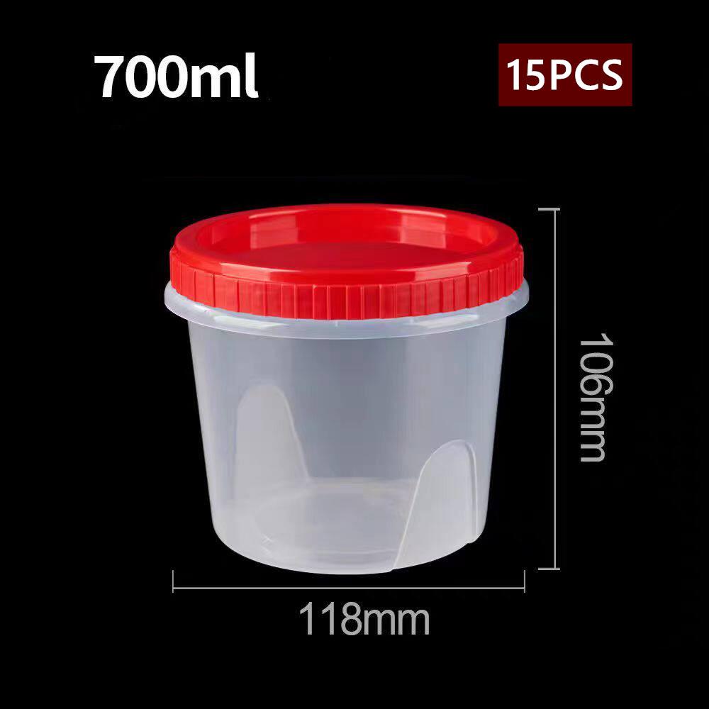 15PCS Food-grade PP Material Preservation Box Round Plastic Fruit Salad Box with Screw Cap Picnic Food Box Dessert Cup