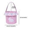 Floral Bunny Storage Bucket Reusable Decorative Egg Hunting Bags Rabbits Monogrammed Storage Bag for Newborn Baby Birthday Gifts