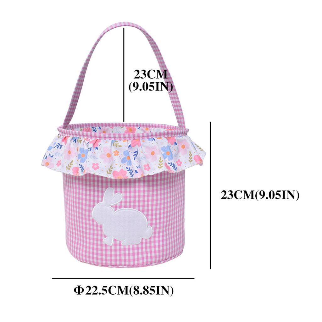 Floral Bunny Storage Bucket Reusable Decorative Egg Hunting Bags Rabbits Monogrammed Storage Bag for Newborn Baby Birthday Gifts
