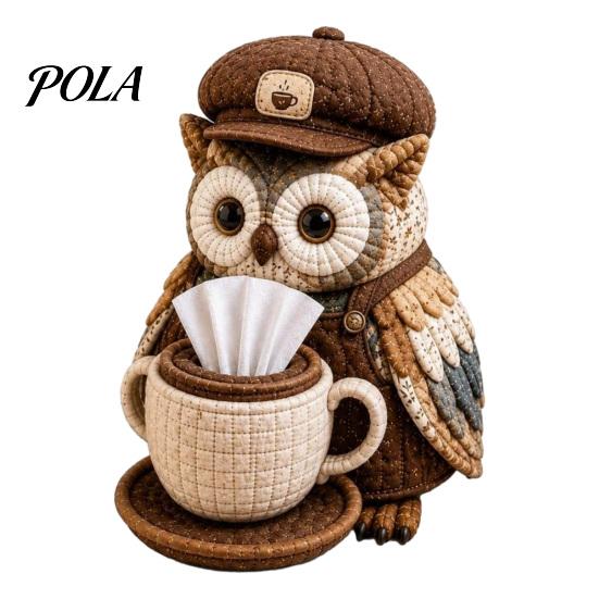 Woodland Animal Decor DIY Tissue Box Cover Kit, Owl Shape, Soft Textures Patchwork Easy Sewing Project Kit Handmade for Handicraft Enthusiast
