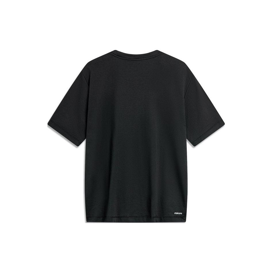 Li Ning CF Round Neck Pullover Letter Print Pattern Short Sleeve T-Shirt Men T-Shirts Black ATSU595-2