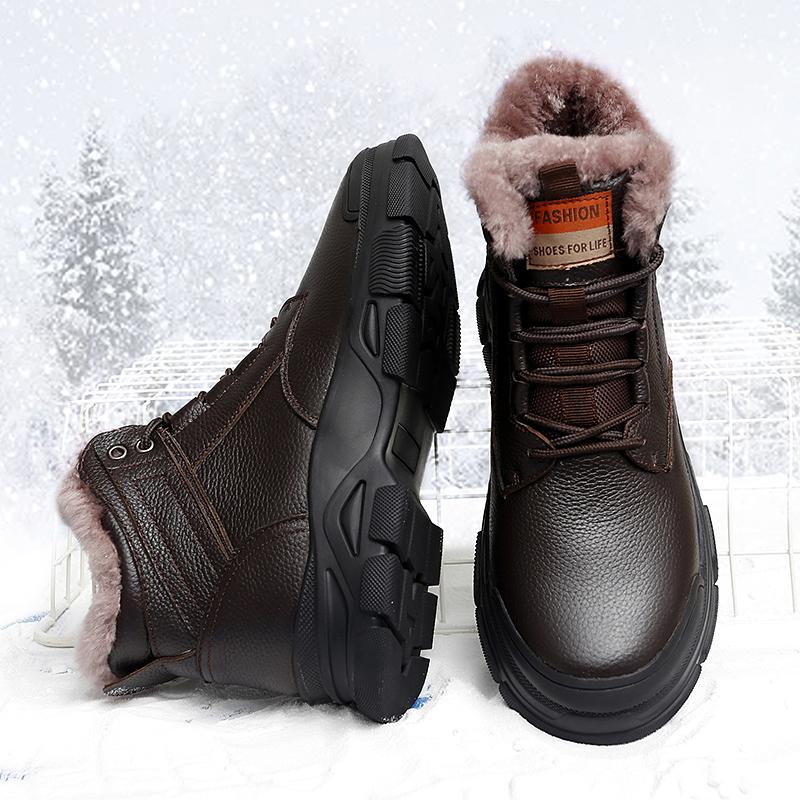 Mode Wanderschuhe Herren Winter Outdoor Warmes Fell Rutschfest Mode Luxus Outdoor Arbeit Schneestiefel Schuh Winter Bequeme Trekkingschuhe