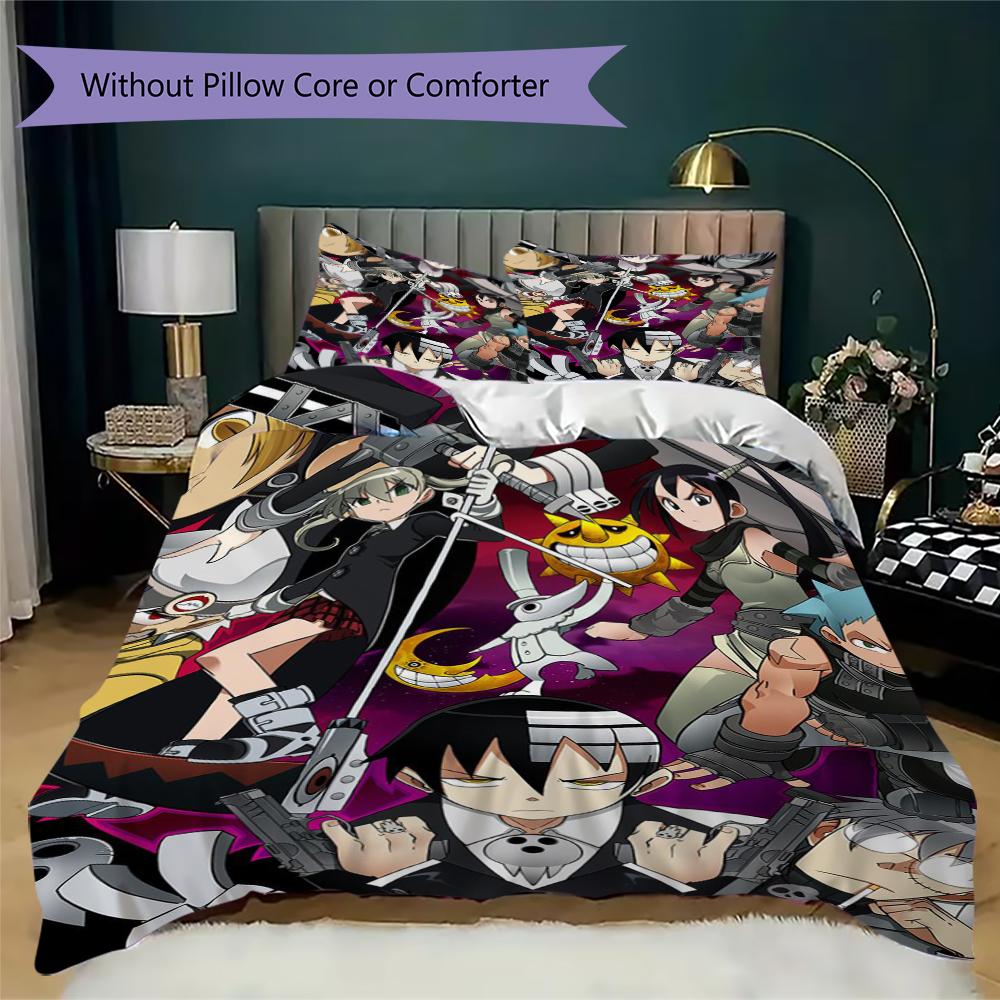 Soul Eater Pattern Bedding uilt Set uilt Cover Pillowcase Home Decoration Birthday Gift (1 * duvet cover + 2 * pillowcase without core)173