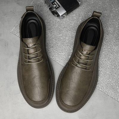 Fashion Spring Autumn Men's Genuine Leather Shoes Lace Up Casual Shoes Men's Commuter Business Shoes Durable Winter Velvet Cotton Shoes