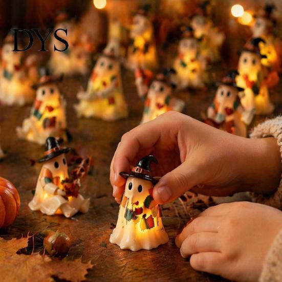 Indoor Resin Crafts Halloween Advent Calendar 2026, 24 Days Patchwork Ghost Countdown with To Gift Luminous Figures, Collectible Gifts for Kids