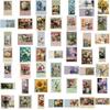 50pcs Flower Style Stamp Stickers Aesthetic Artistic Decals For Phone Notebook Laptop Skateboard Guitar Waterproof Stickers
