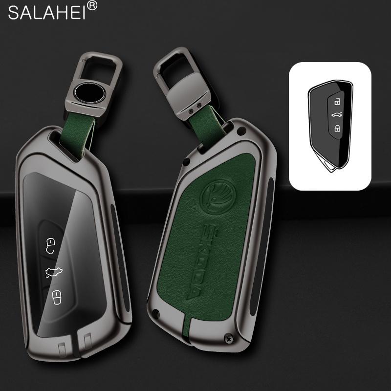 Zinc Alloy Car Smart Remote Key Case Bag Cover Protector Holder Shell For Skoda Octavia 4 8 A8 2020 2021 Keychain Accessories EH4